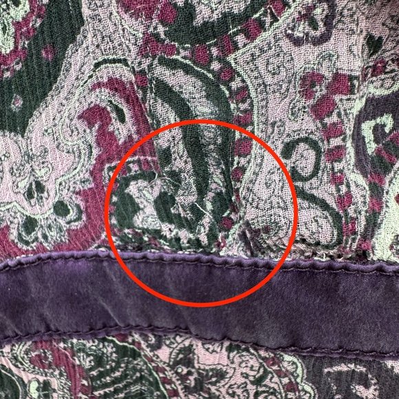 Y2K Vintage Silk Mesh Babydoll Blouse Top 6 M Medium Purple Paisley Boho Grunge - Picture 5 of 8